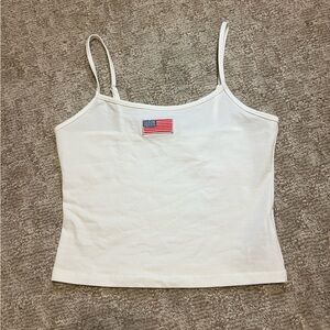 Edikted White Tank Top with Flag Detail
